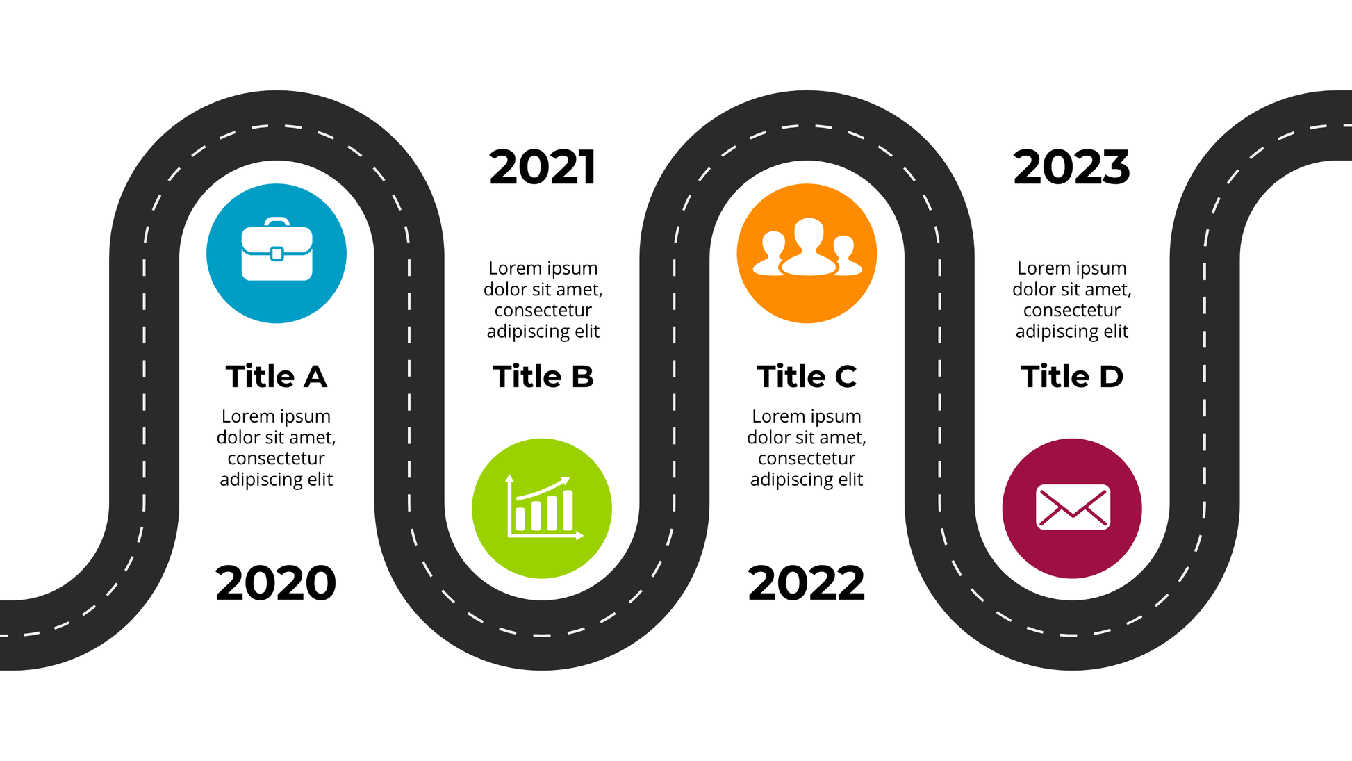 Business Roadmap Template: Journey & Strategic Path Slides for PowerPoint - SlideIno