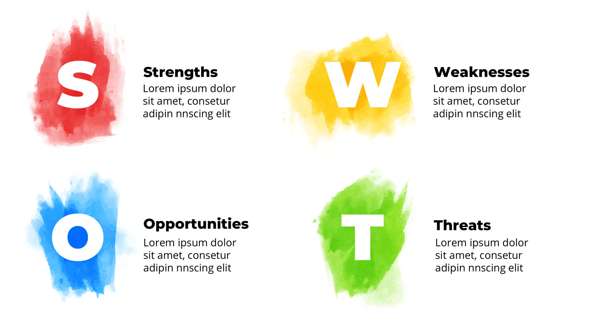 Creative SWOT Template PowerPoint: Watercolor & Visual Design Slides - SlideIno