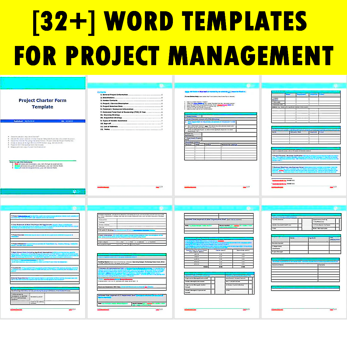 SLIDEINO™ - 34 Word Project Management Templates - SlideIno